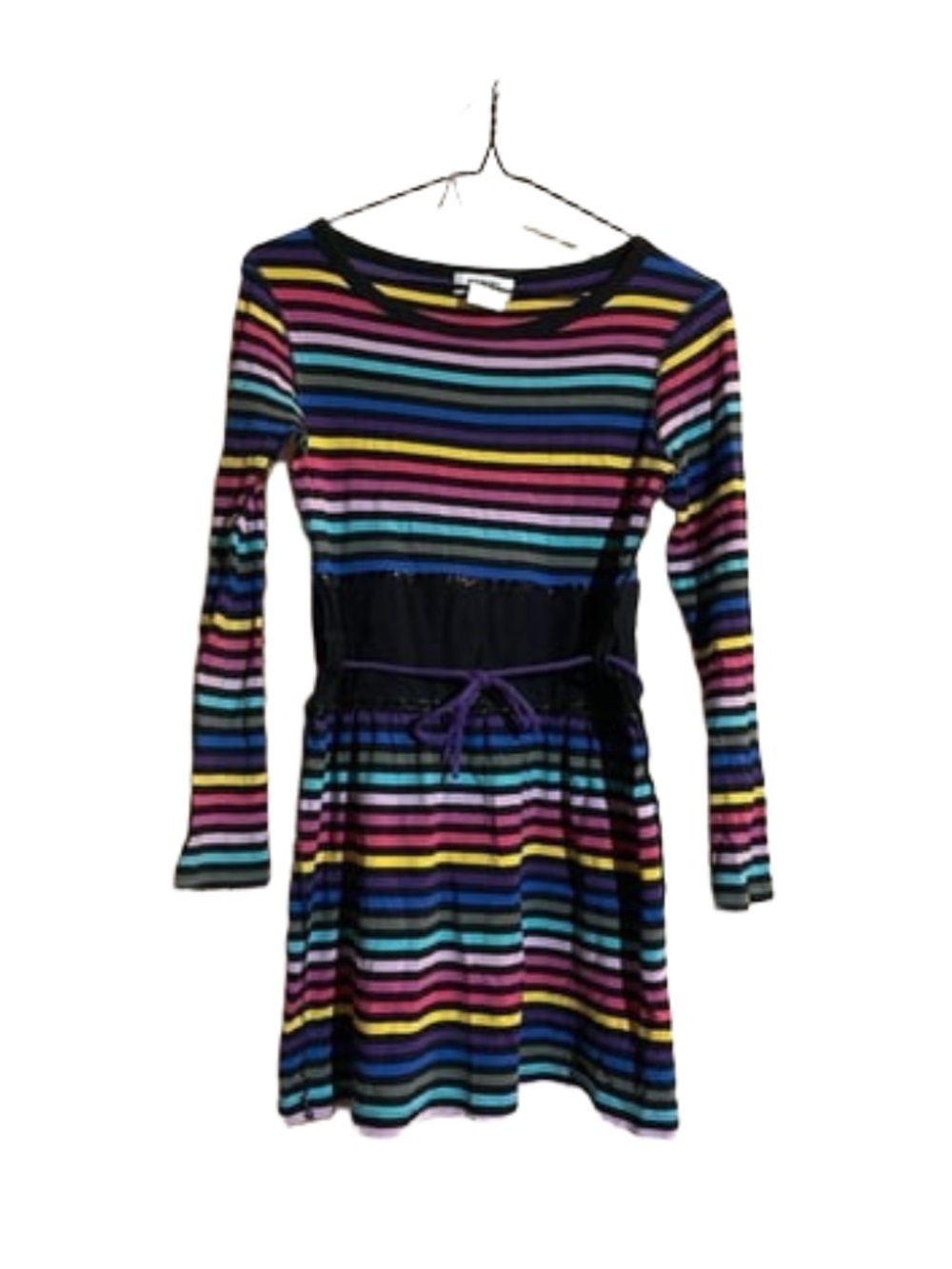 Vintage Sonia Rykiel Enfant Kids Rainbow Skater Dress long sleeve striped 14 XL